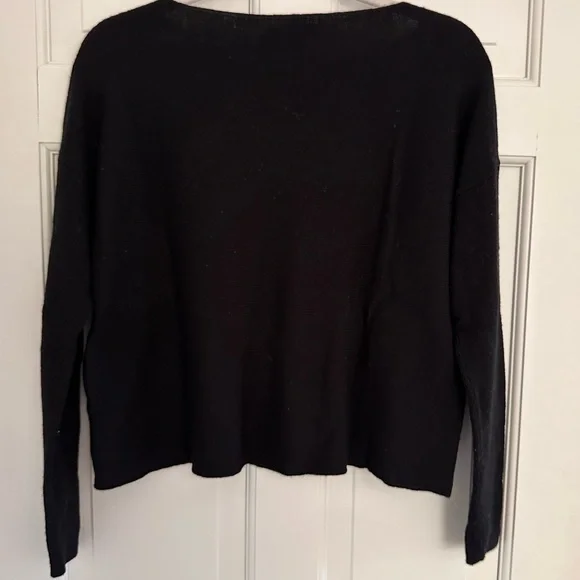 Eileen Fisher Black Cropped Merino Wool Sweater - Medium - Picture 5 of 12